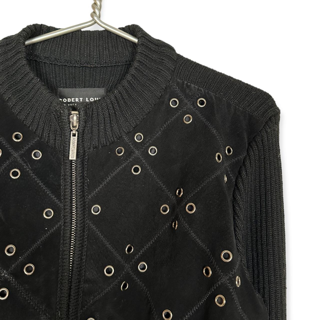 Vintage Grommet Suede Leather Jacket Black colored,... Depop