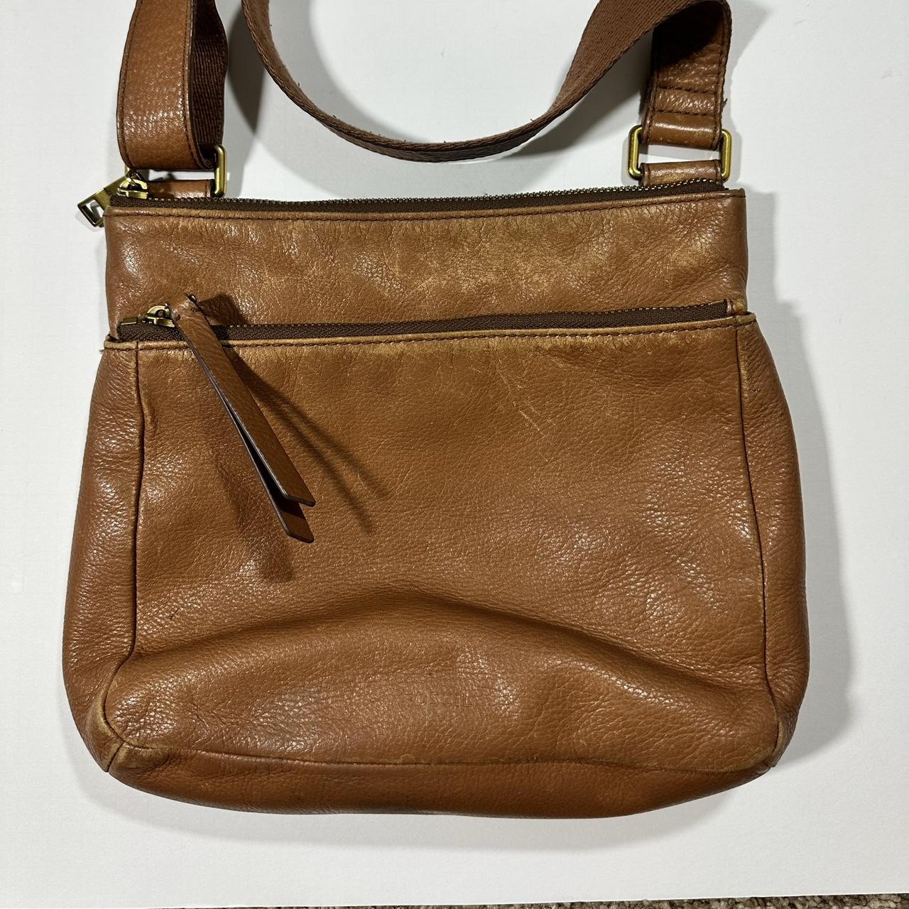 Vintage Fossil Brown Leather Crossbody bag Small Depop