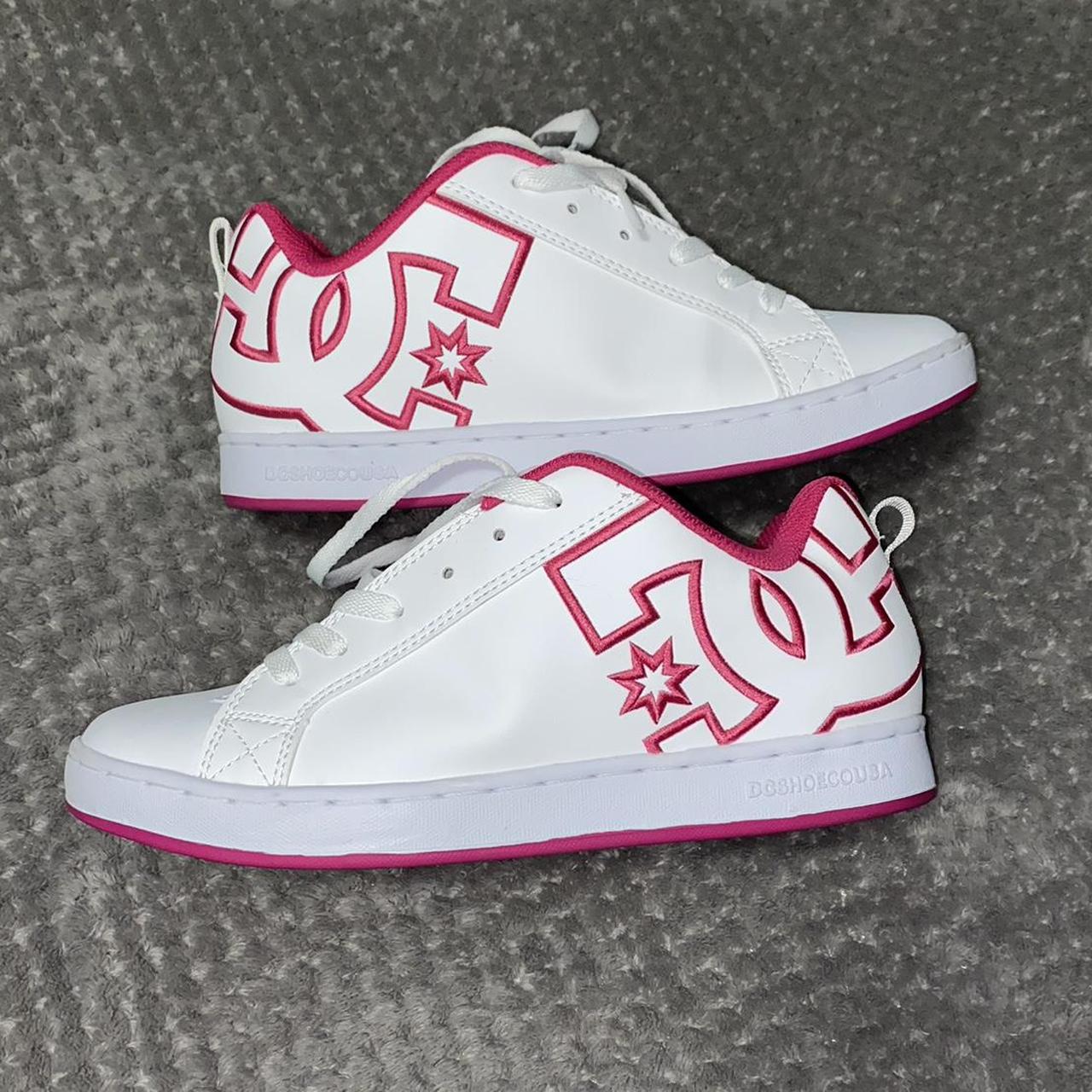 DC Shoes Women's Pink and White Trainers