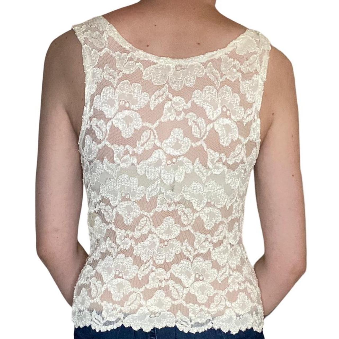 Lingerie Cacique Cream Lace Tank Top. In excellent... Depop