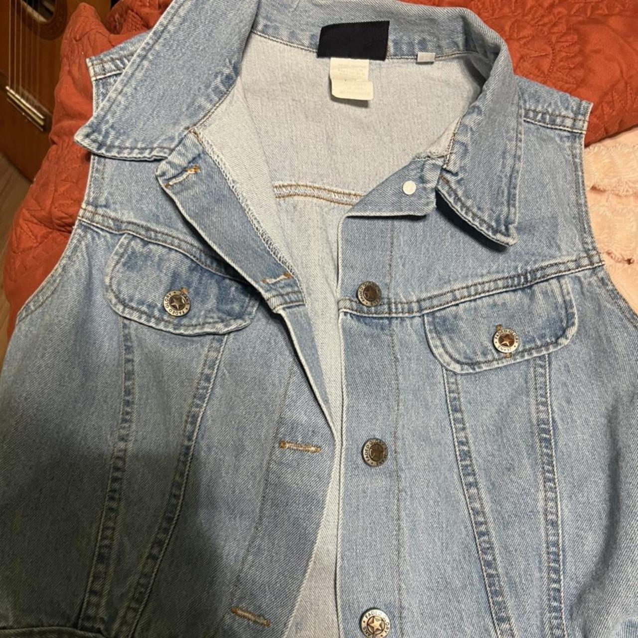 Vintage light wash faded glory denim vest, has the... - Depop