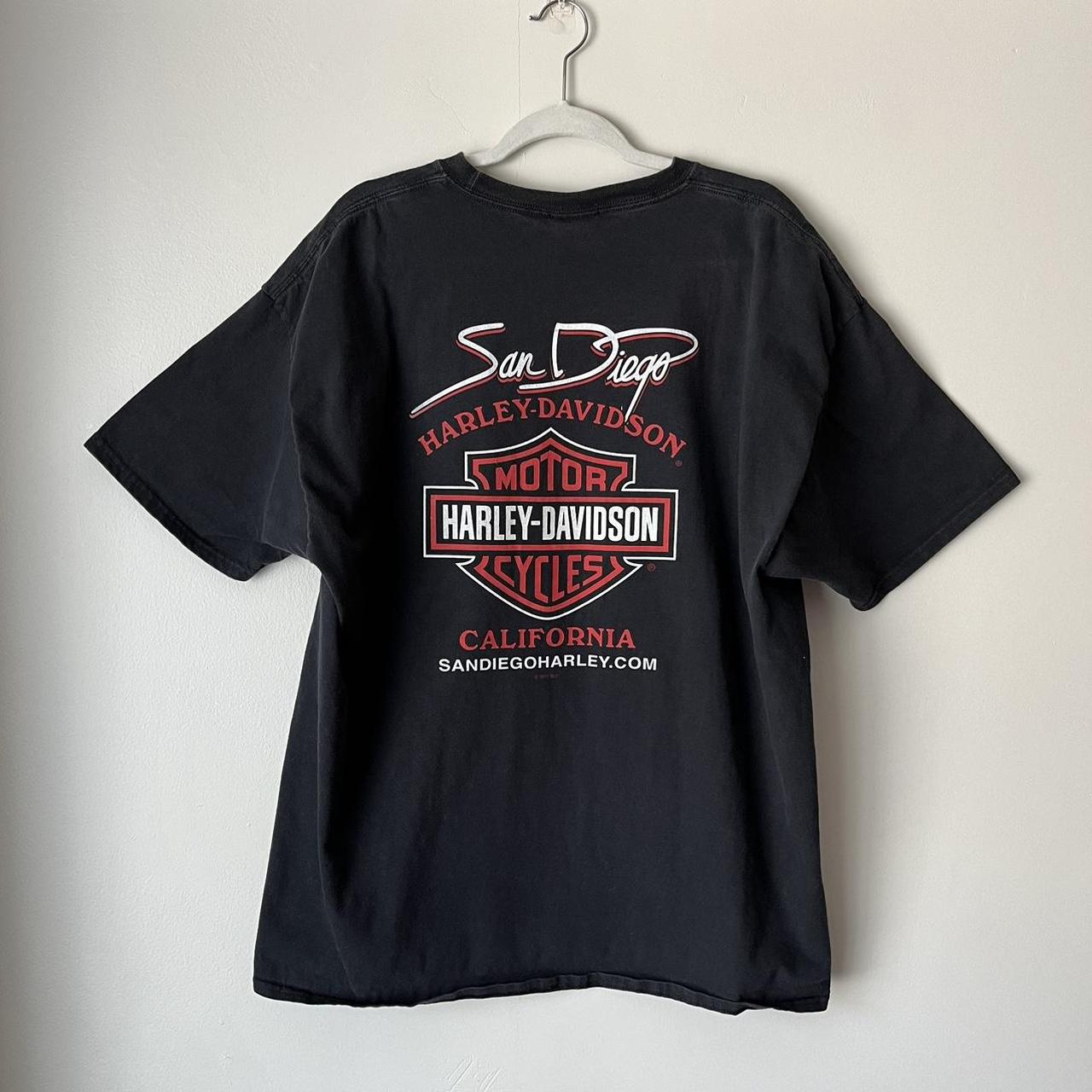 Harley Davidson Men's Black and Red T-shirt | Depop