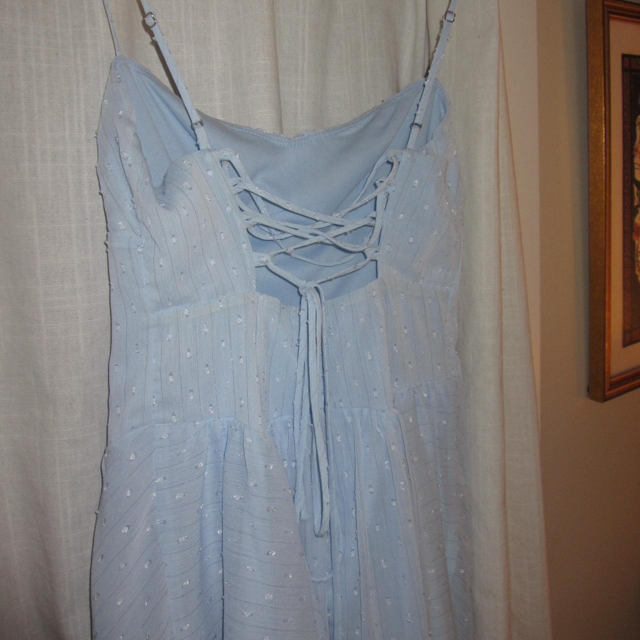 Lucy In The Sky Dotted Light Blue Dress Size small... - Depop