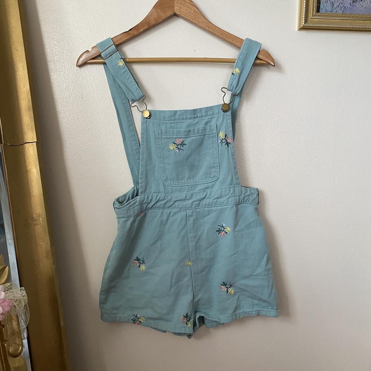 Cider Women's Blue and Yellow Dungareesoveralls Depop