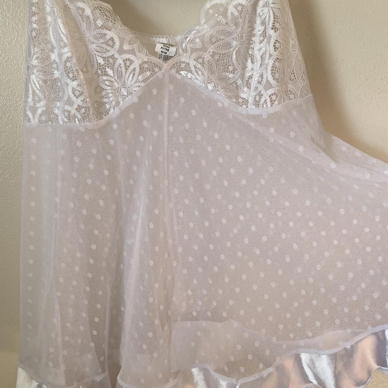 White polka dot lingerie top. Size medium message me... - Depop