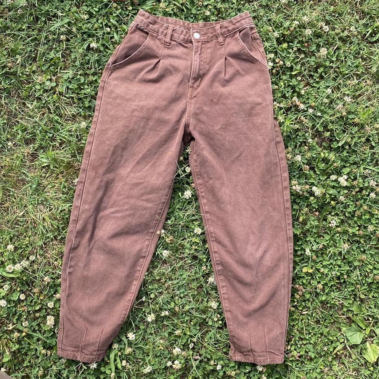 High waisted Brown denim jeans. From Shein. Size... Depop