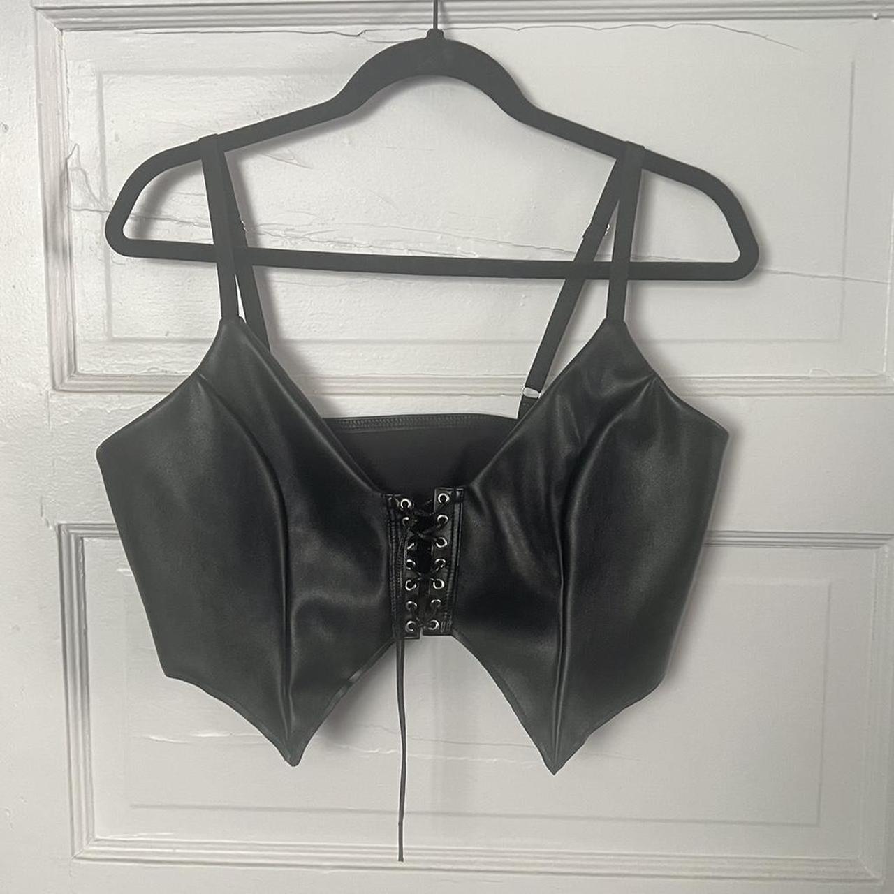 BlackMilk Faux Leather cropped top Only worn once... - Depop