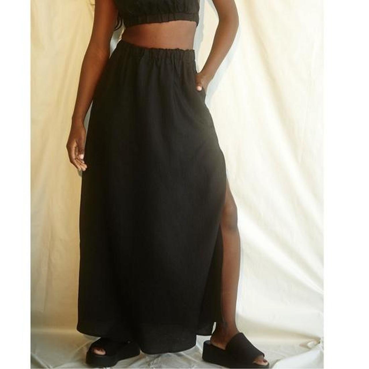 Glassons linen midi skirt with side split (BLACK)... Depop