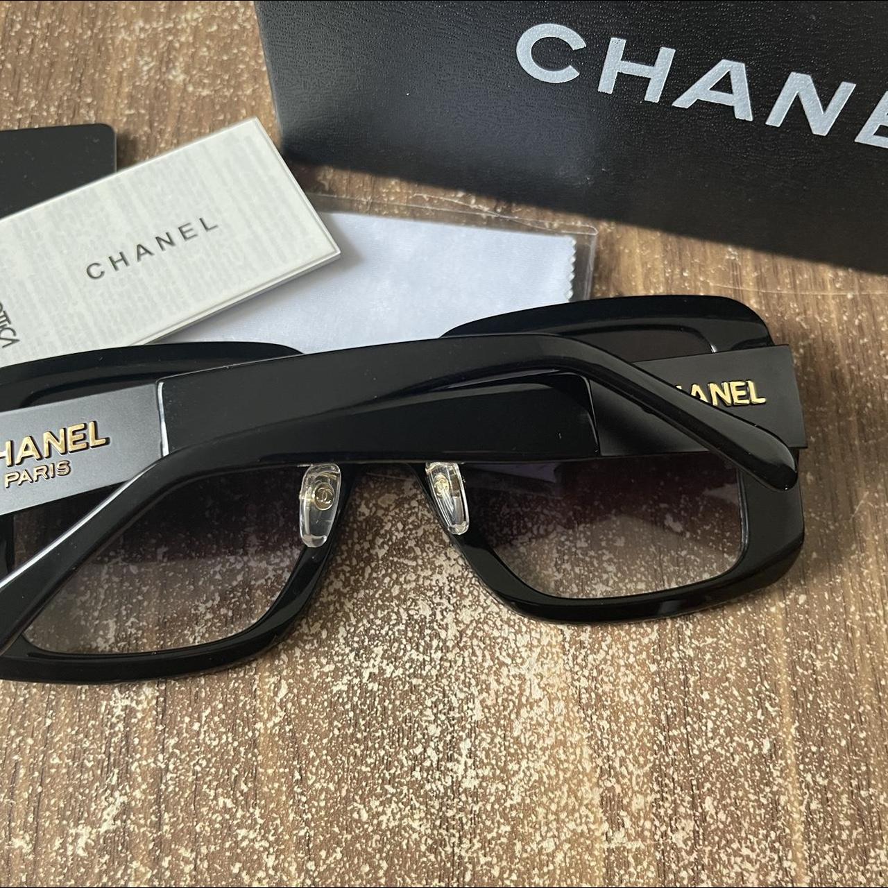 Chanel Women's Black Sunglasses Depop