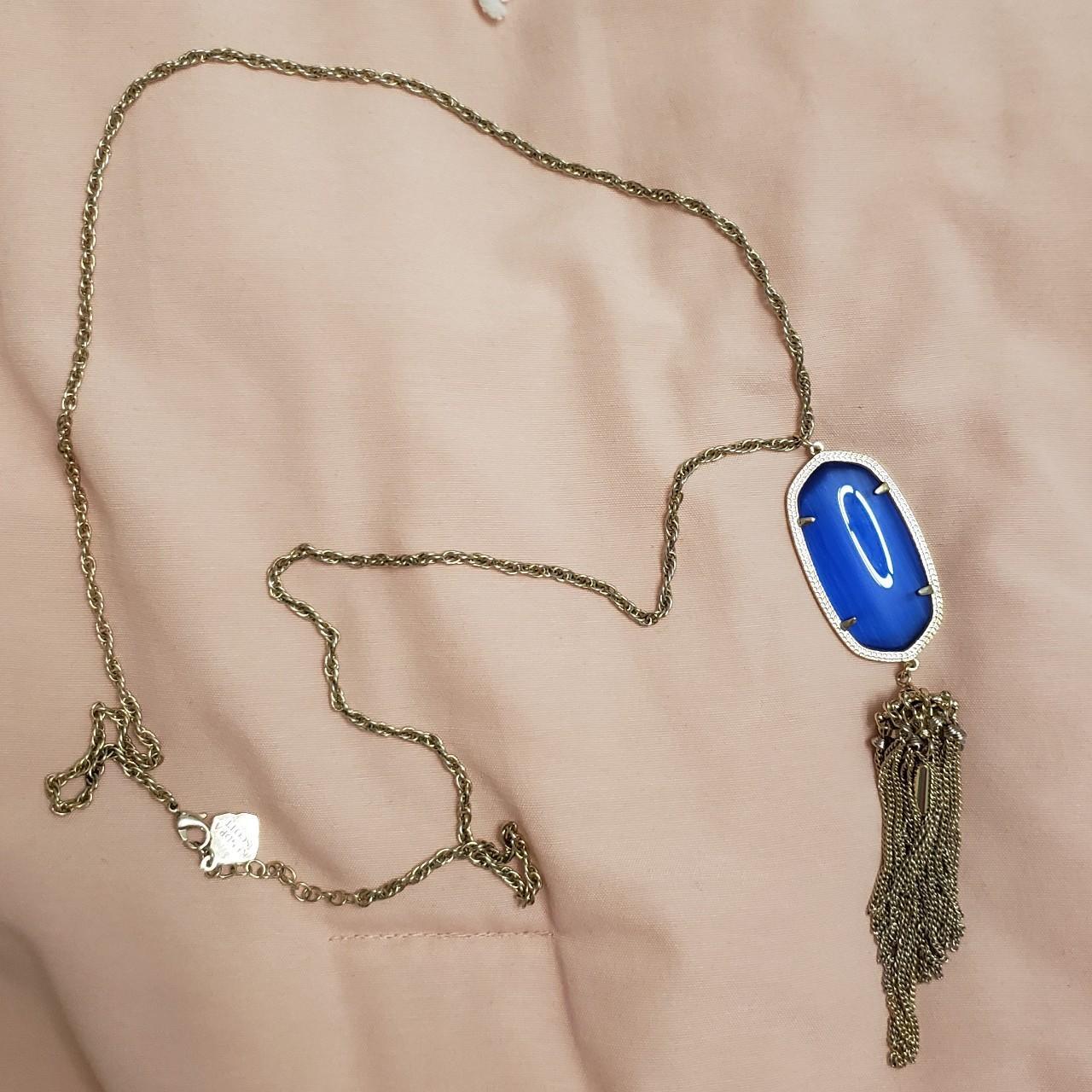 NWT Kendra Scott Rayne Cobalt Blue Tassel Pendant Necklace Gold Tone | eBay