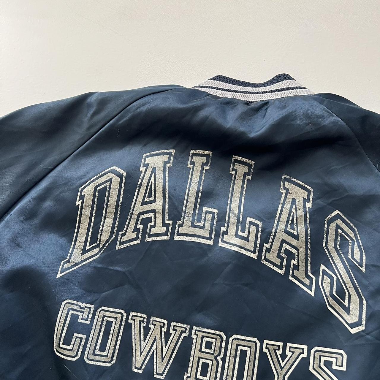 Vintage 1980s Dallas Cowboys Chalk Line Satin Bomber Jacket - XXL