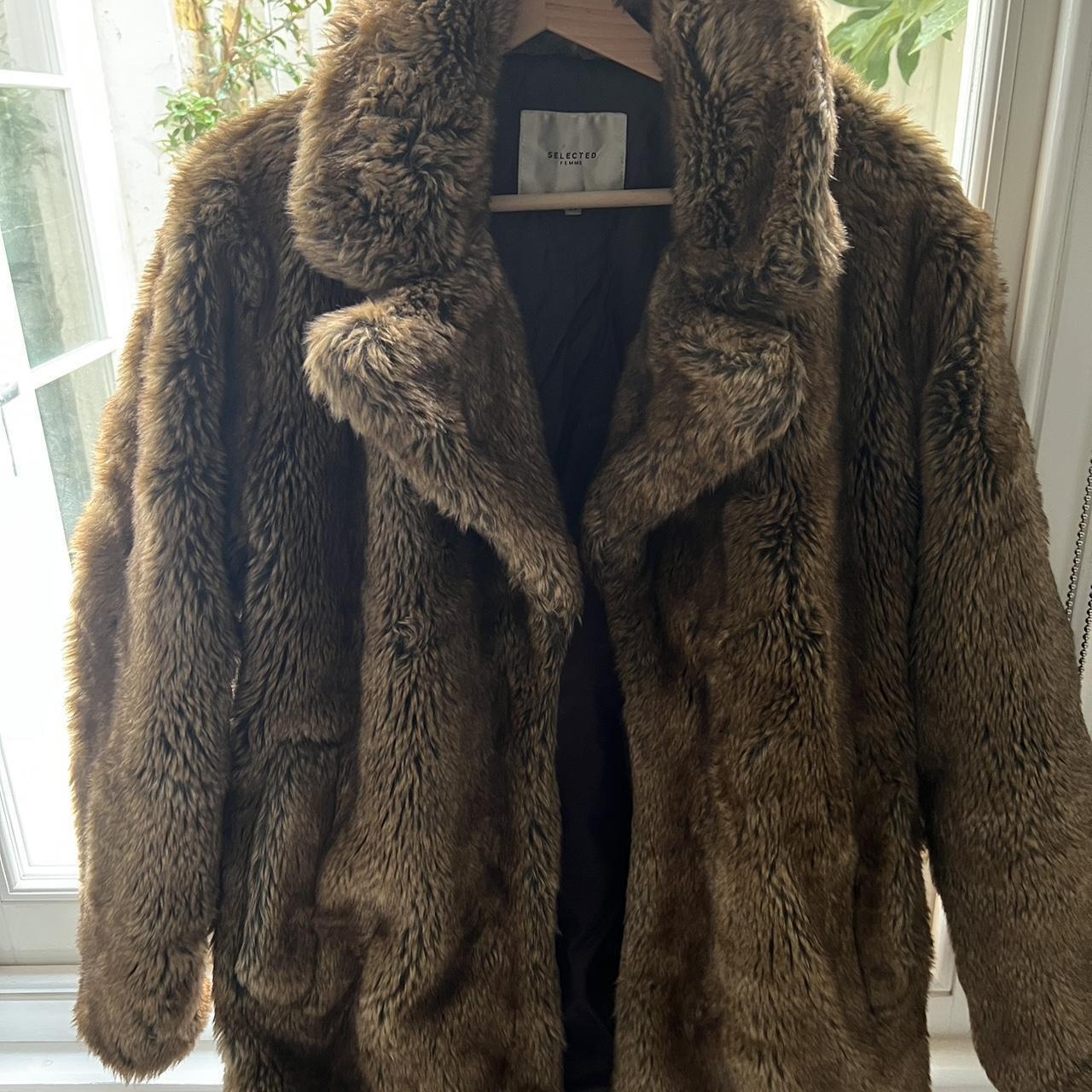 Selected femme fur on sale coat