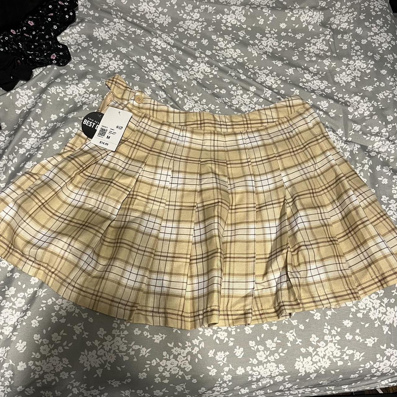 Plaid skater 2025 skirt cream