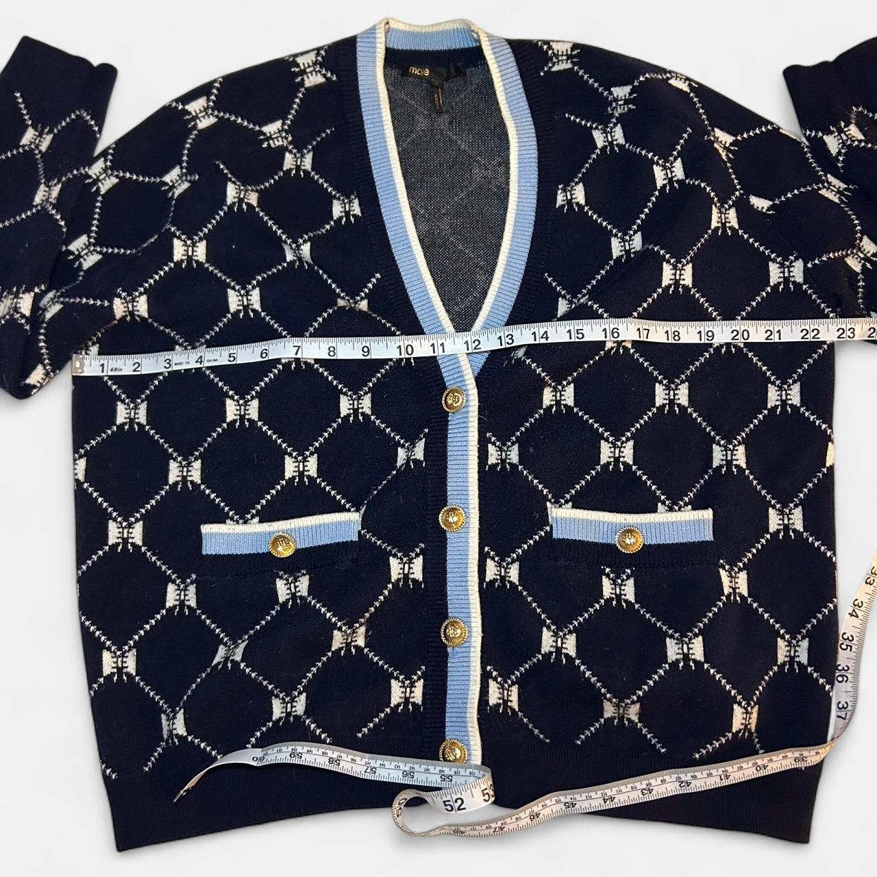 Maje Women's Cardigan Navy/Blue – Maje blue bow cardigan