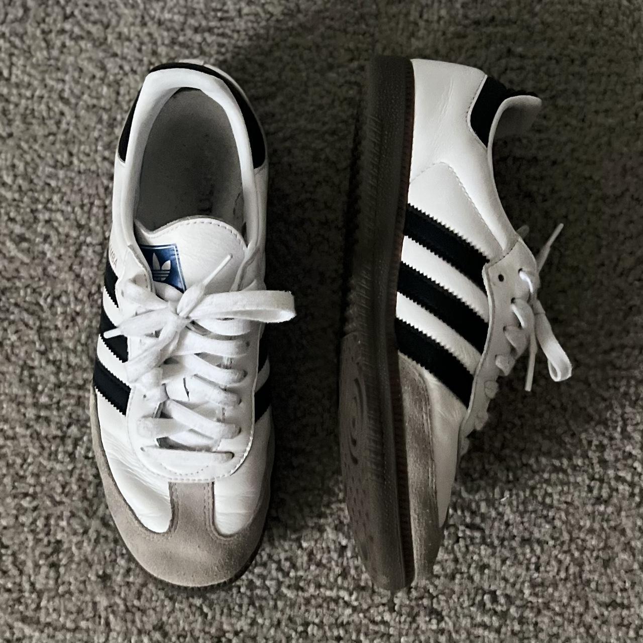 white adidas samba shoes! price is firm. lightly... - Depop