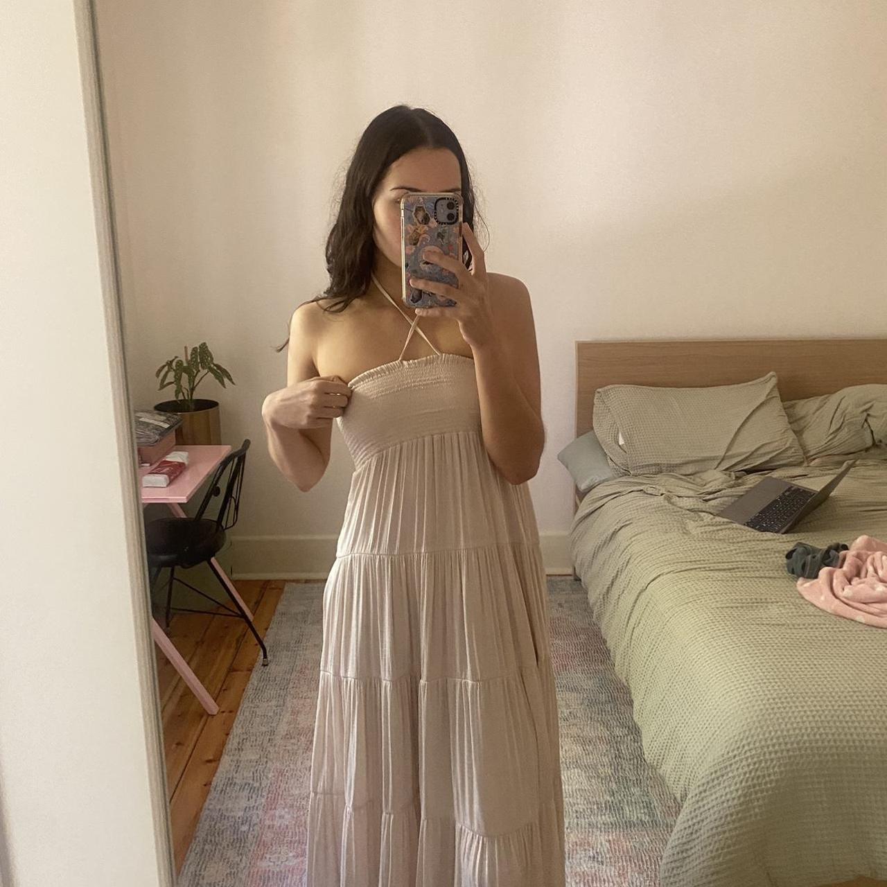 tiered cream maxi skirt - so soft and comfortable... - Depop