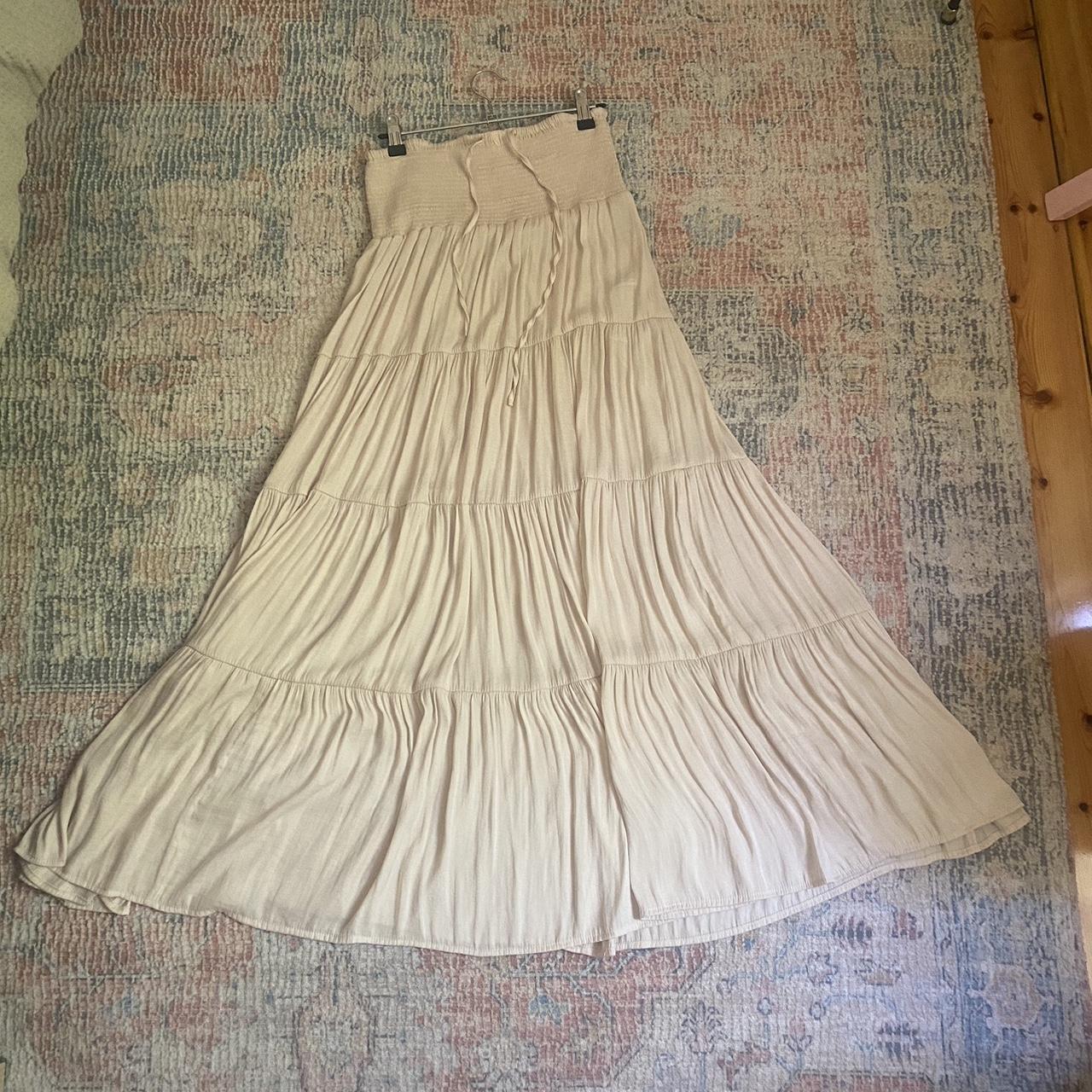 tiered cream maxi skirt - so soft and comfortable... - Depop