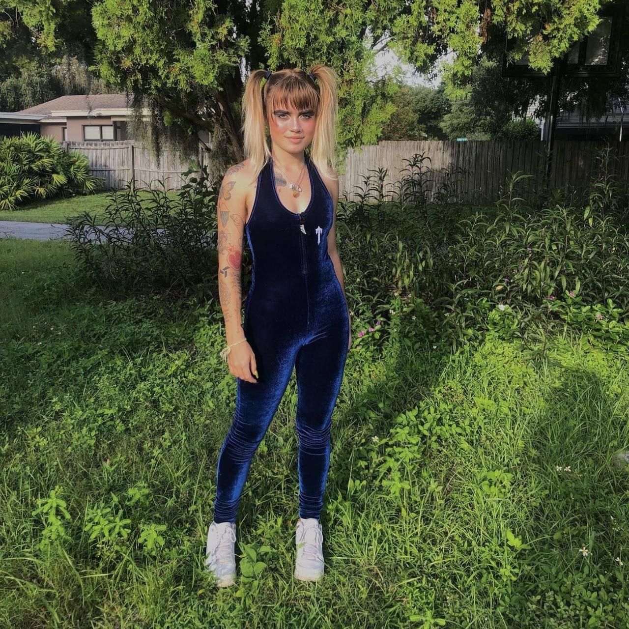 TRAPSTAR London blue velvet / velour jumpsuit.... Depop