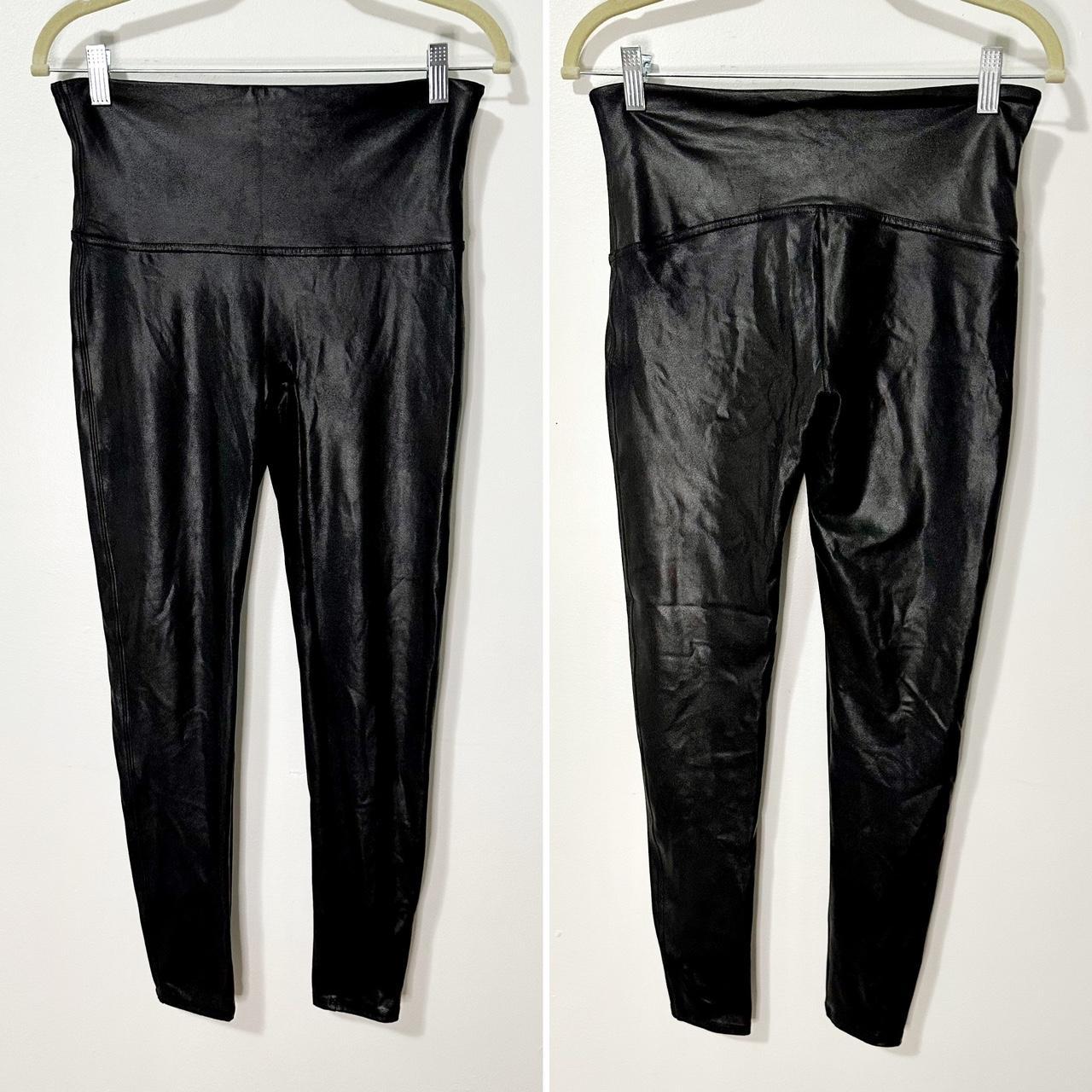 NWT Spanx black faux leather leggings. Size large - Depop