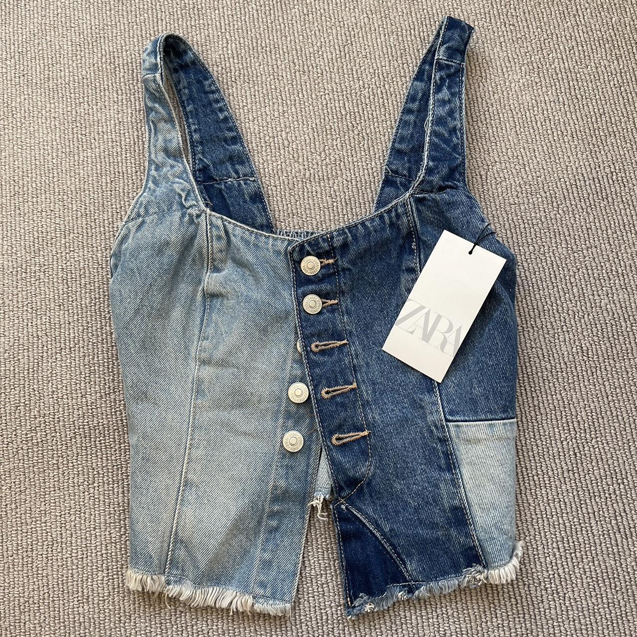 Zara denim button up corset style top! Brand new... Depop