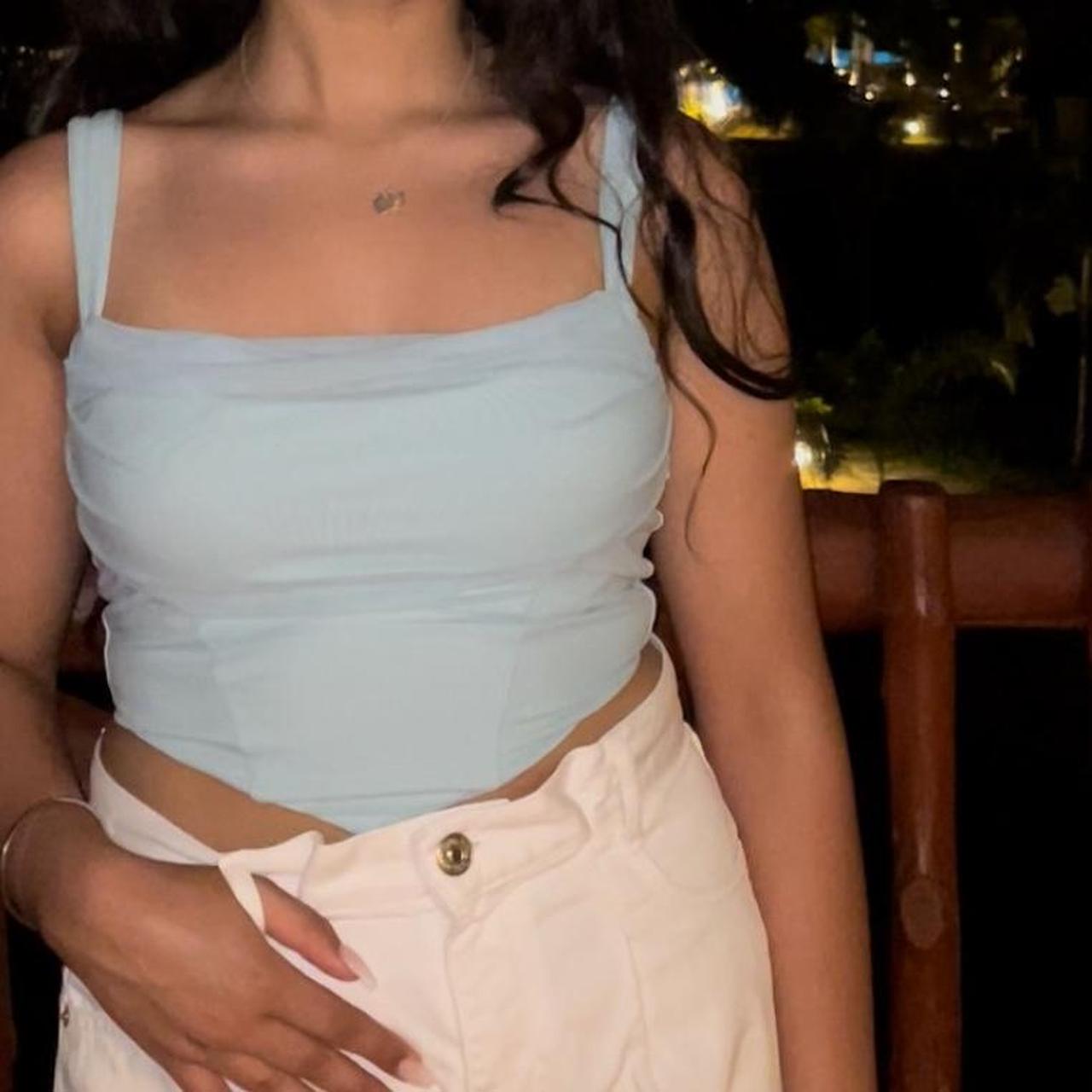 Oh Polly light blue corset top Size 10, perfect... Depop