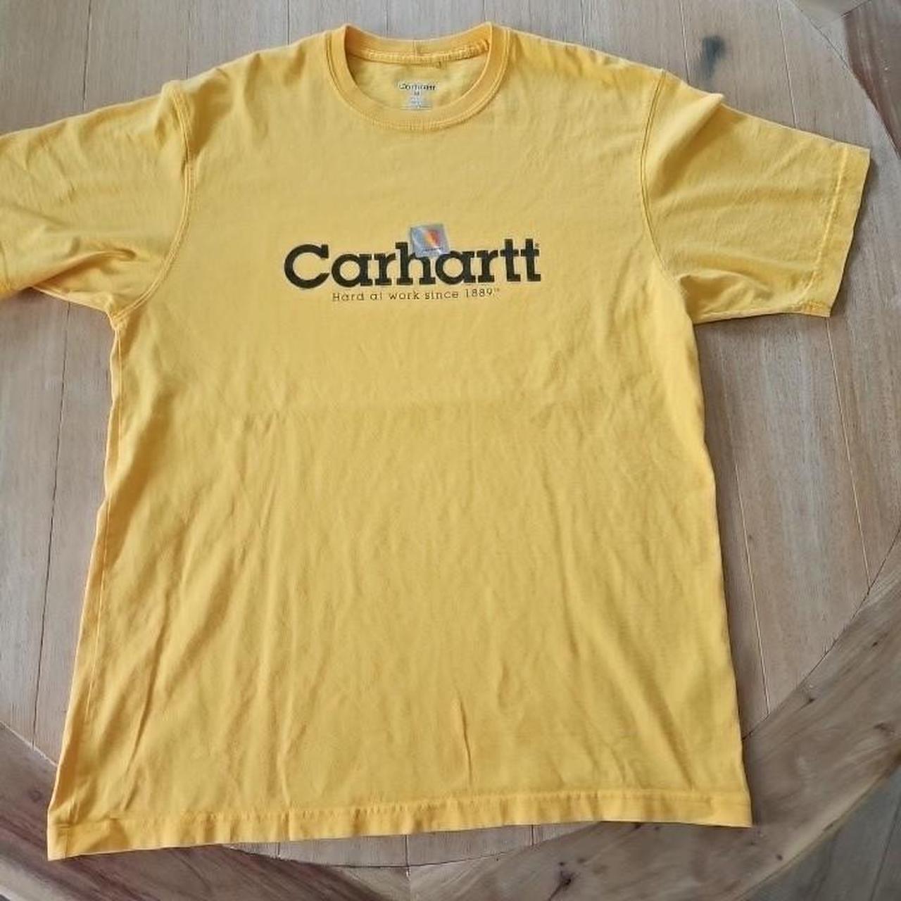 Carhartt Hard At Work Since 1889 Yellow Medium... - Depop