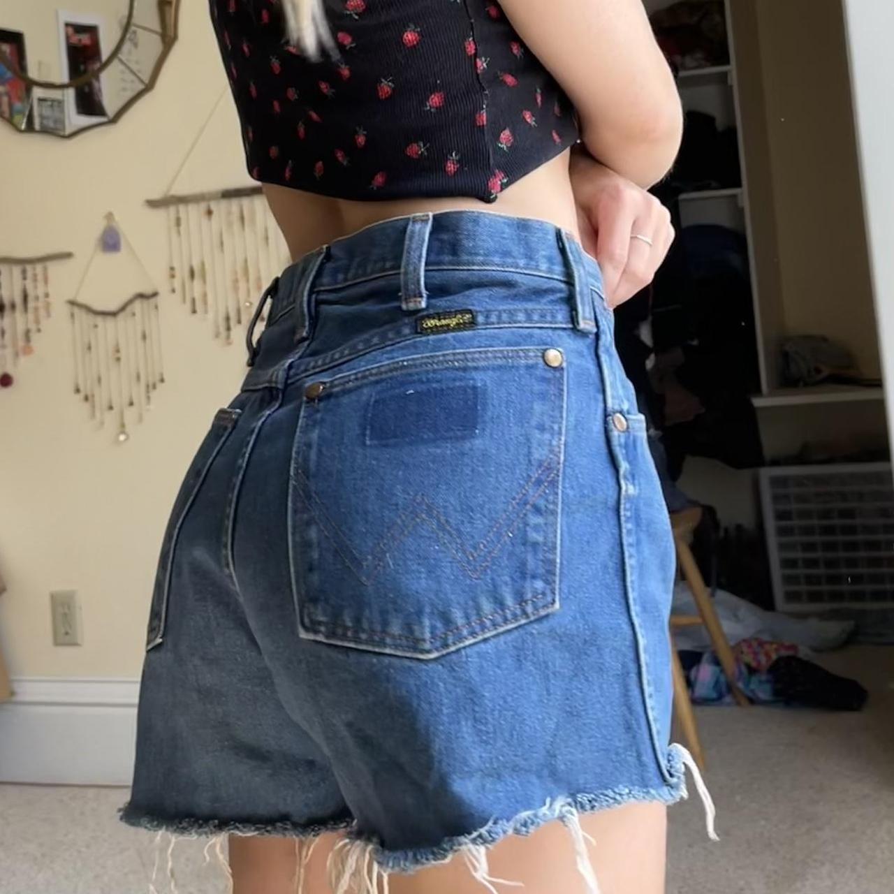 Vintage Wrangler Jean Shorts Cut Offs Waist Is... - Depop