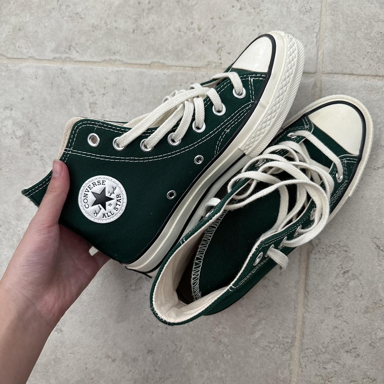 forest green high top converse size 6 never worn,... - Depop