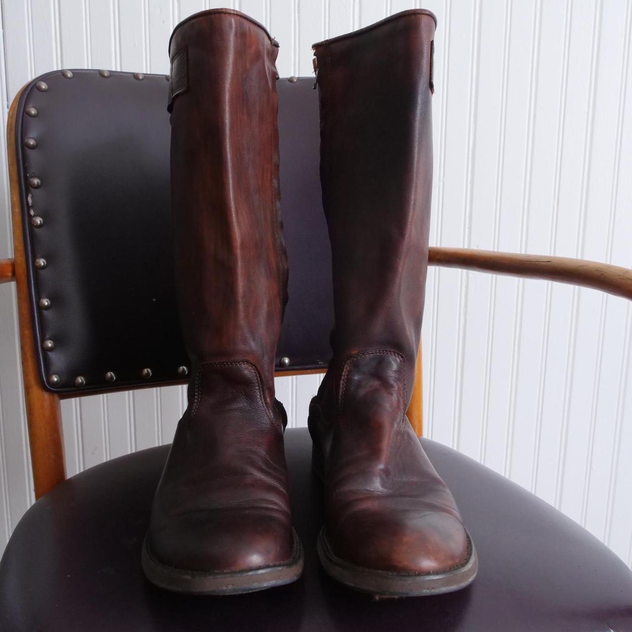 Rustic Bed Stu Cobbler Series tall zip up leather... Depop