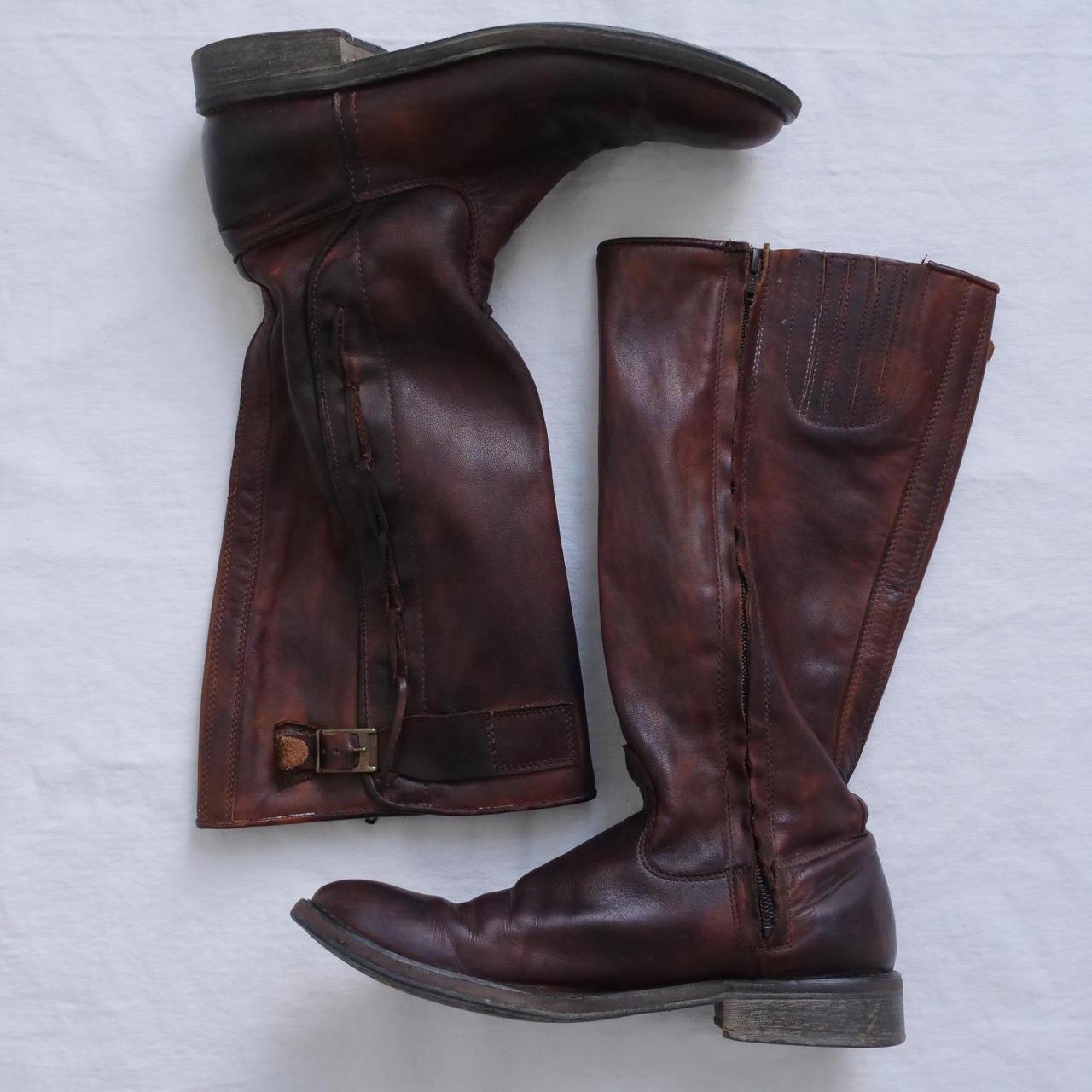 Rustic Bed Stu Cobbler Series tall zip up leather... Depop