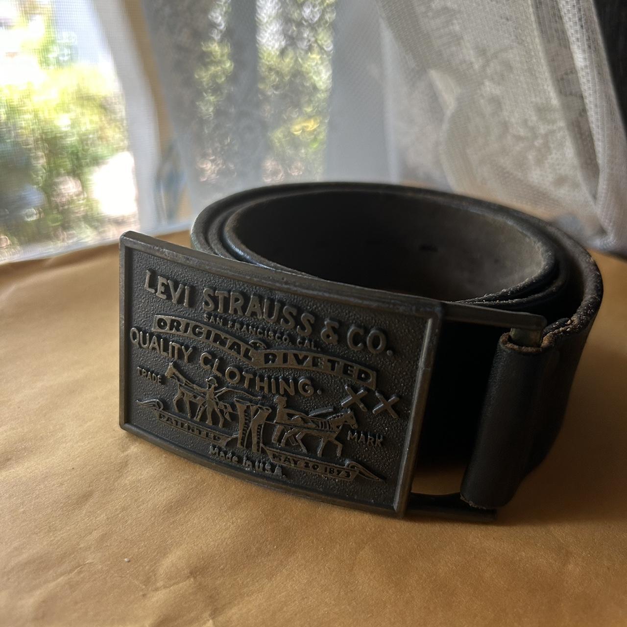 Authentic vintage Levi's black leather belt with a | Depop
