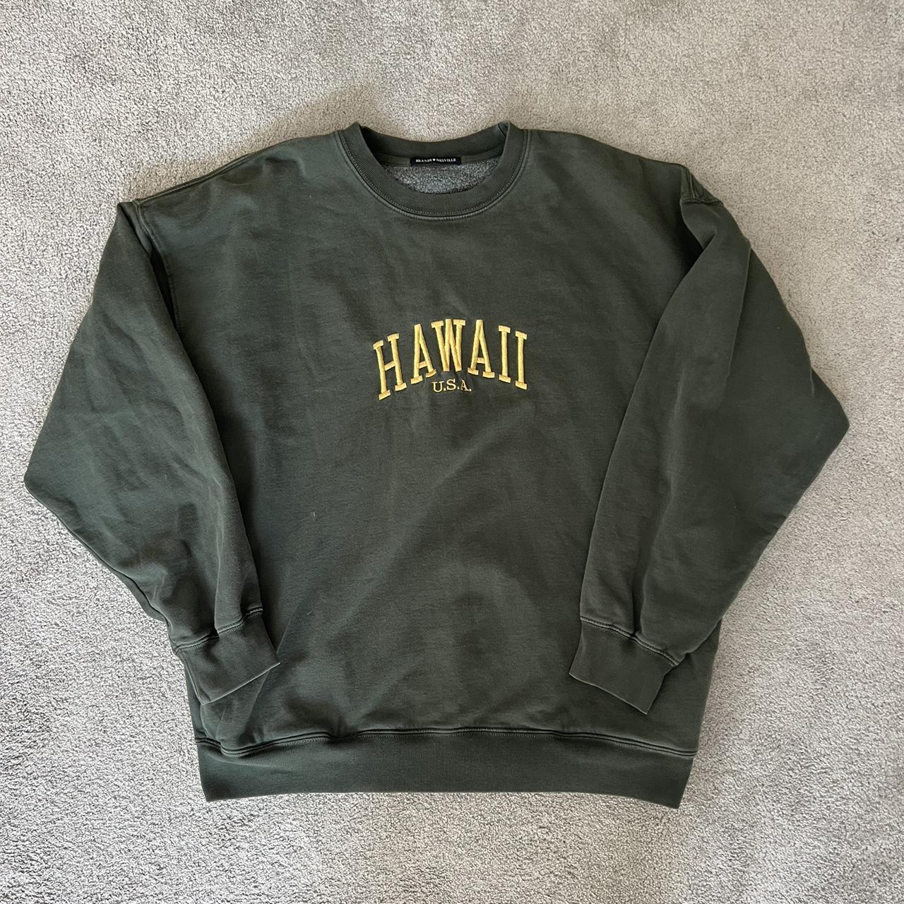 Brandy melville dark green hawaii crewneck One size... Depop