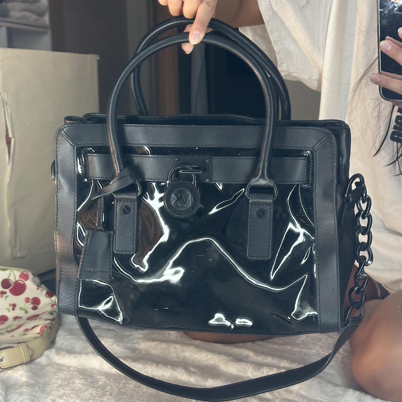 Michael kors black patent leather bag online