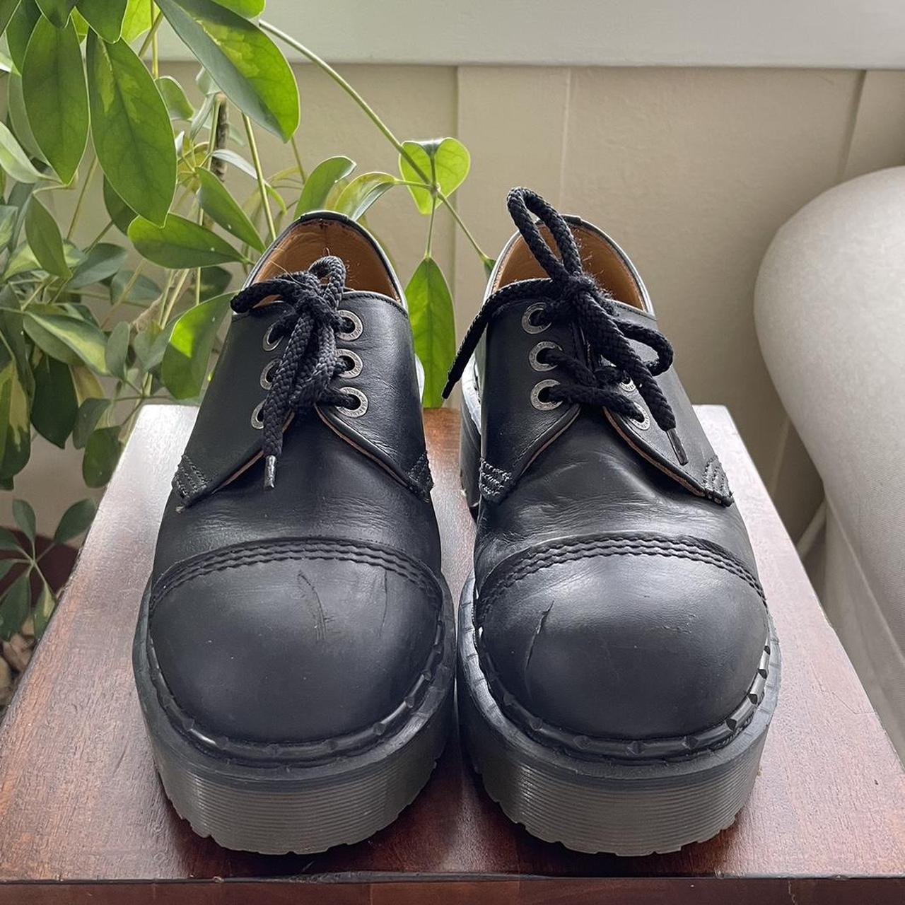 Vintage Dr Martens Black Greasy Leather Platform... - Depop