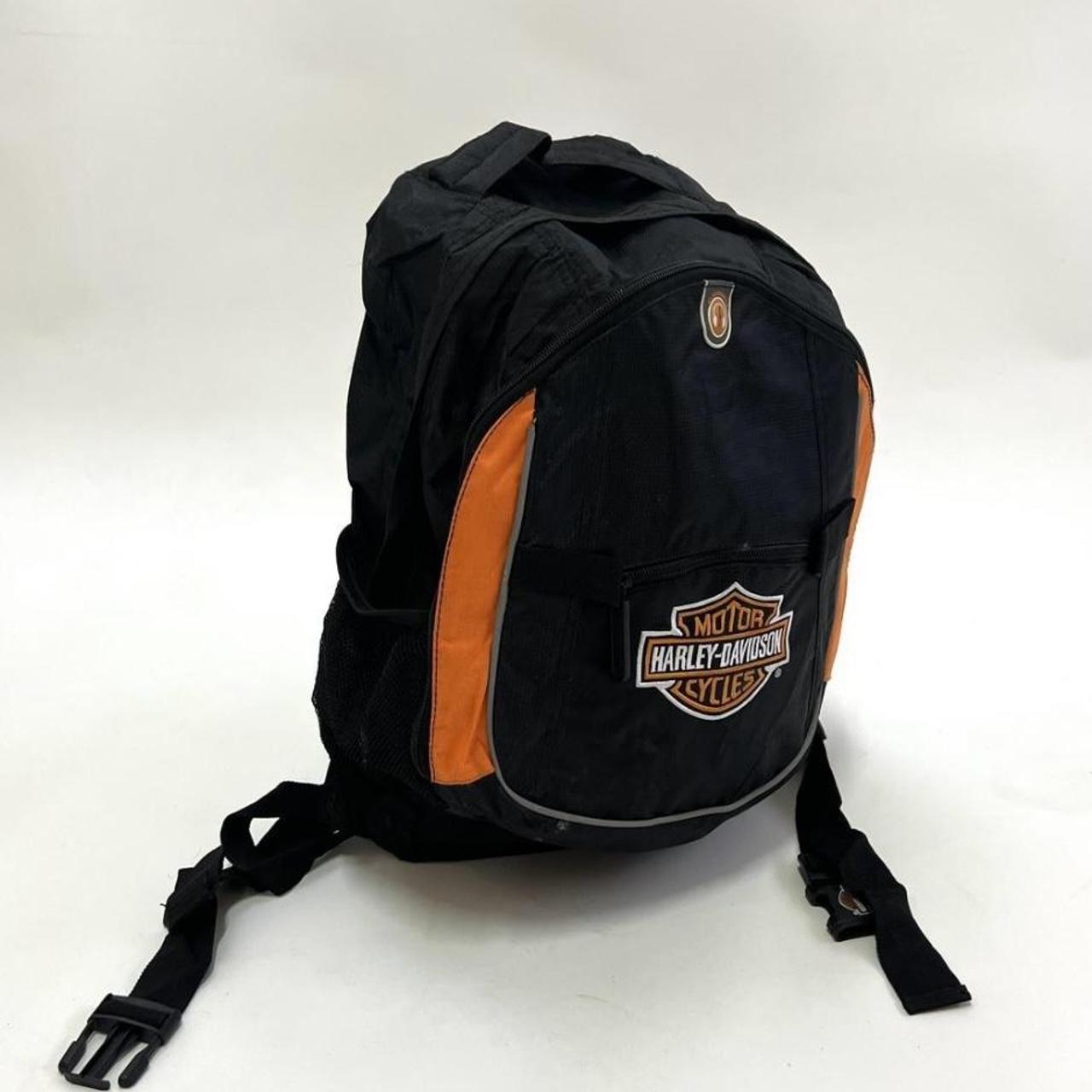 Harley Davidson Men's Orange and Black Bag | Depop