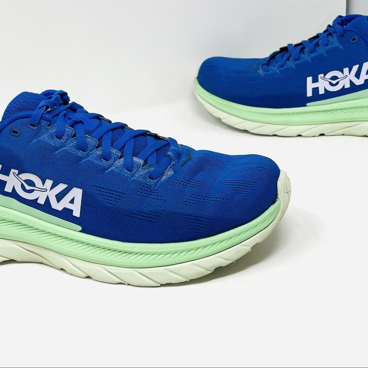 Hoka One One Men's Blue and Green Trainers | Depop