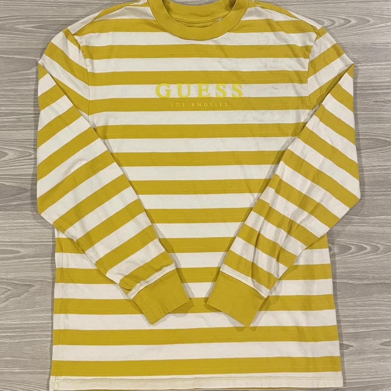 Guess Los Angeles Striped Yellow and White Long. Depop