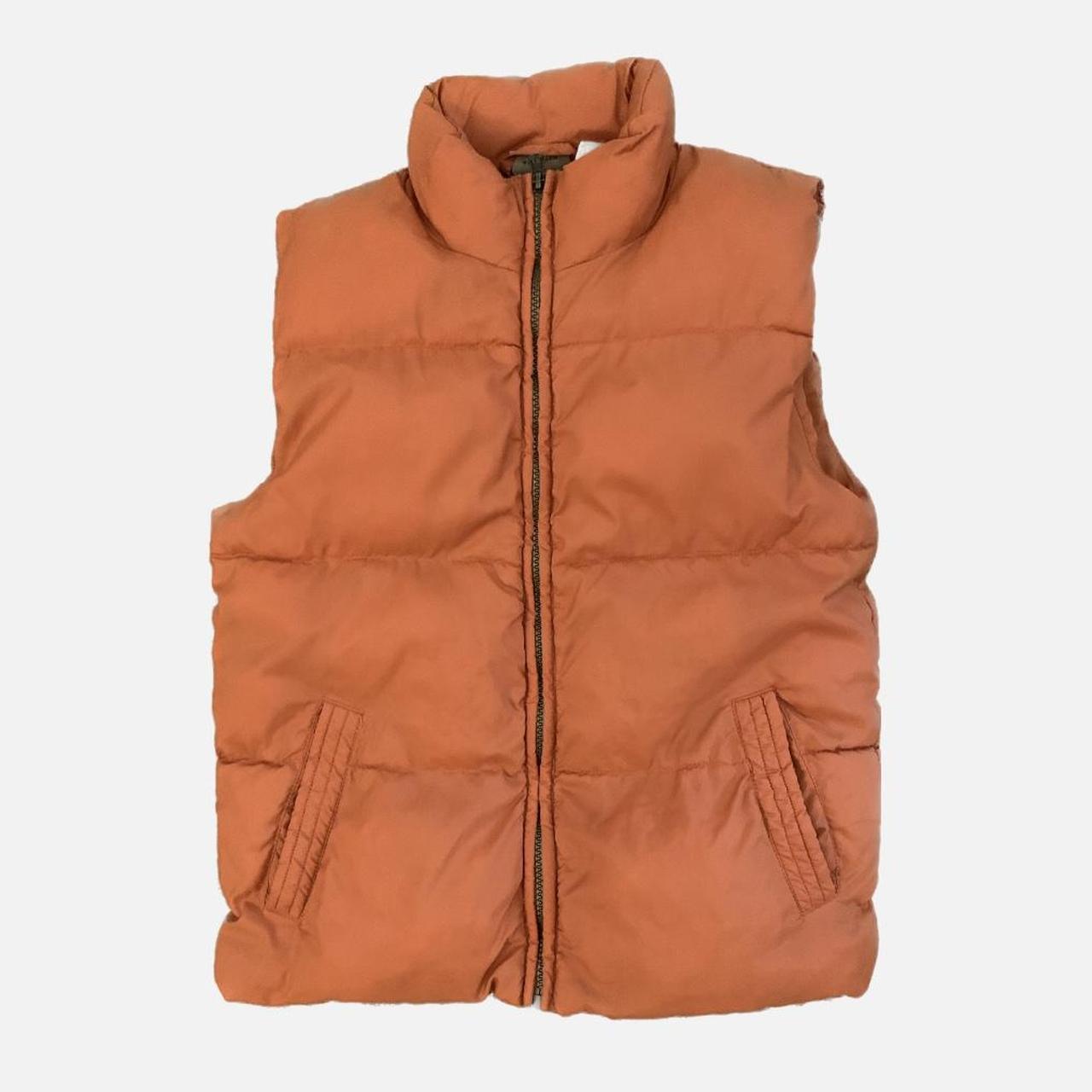 Orange Puffer Vest no flaws womens medium soft... - Depop