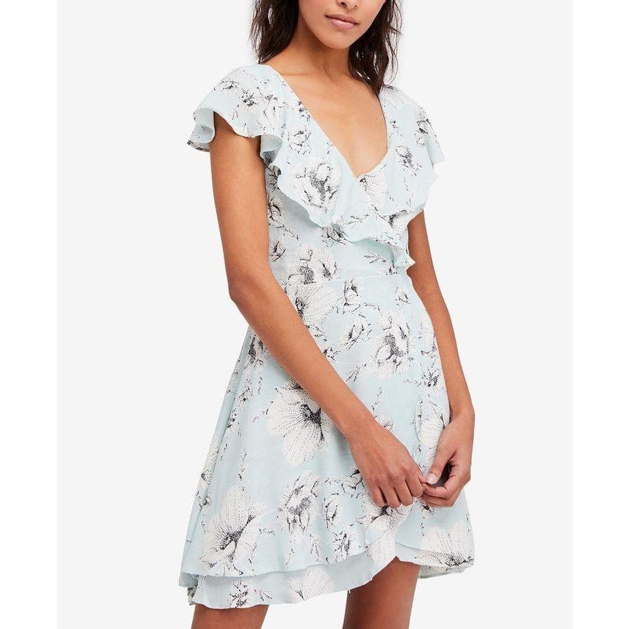 Free People French store Quarter Mini Wrap Dress-multi