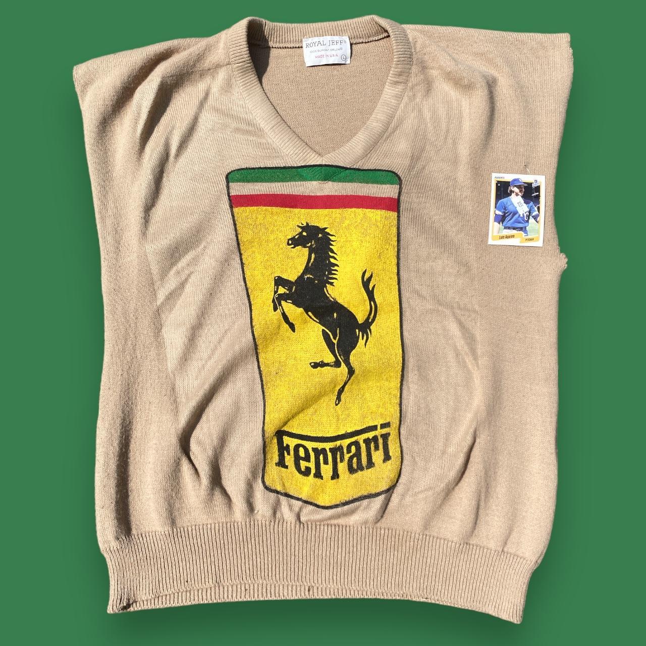 Ferrari Men's Cream and Yellow Jumper | Depop