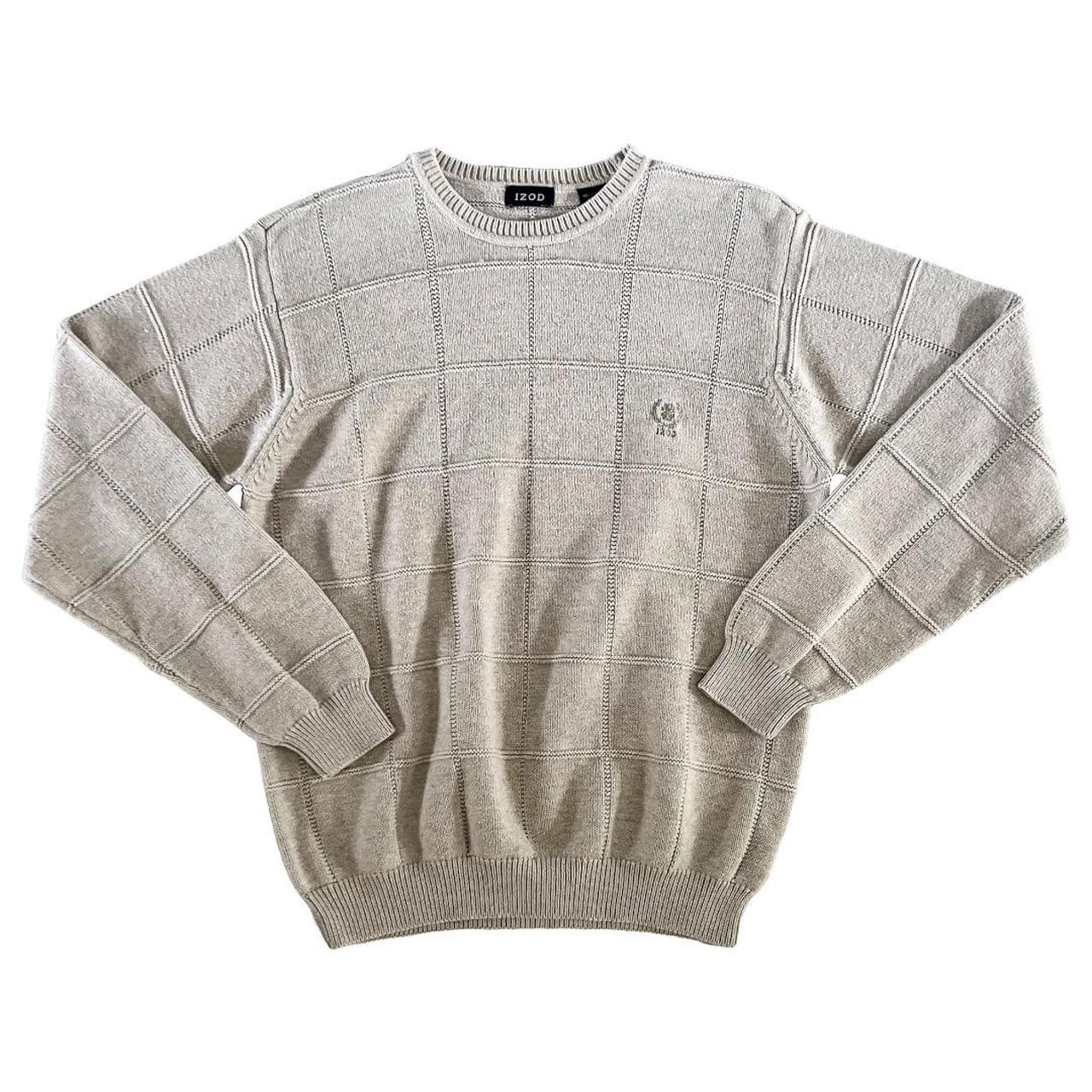 Izod Knit Sweater cream/off white crewneck sweater... - Depop