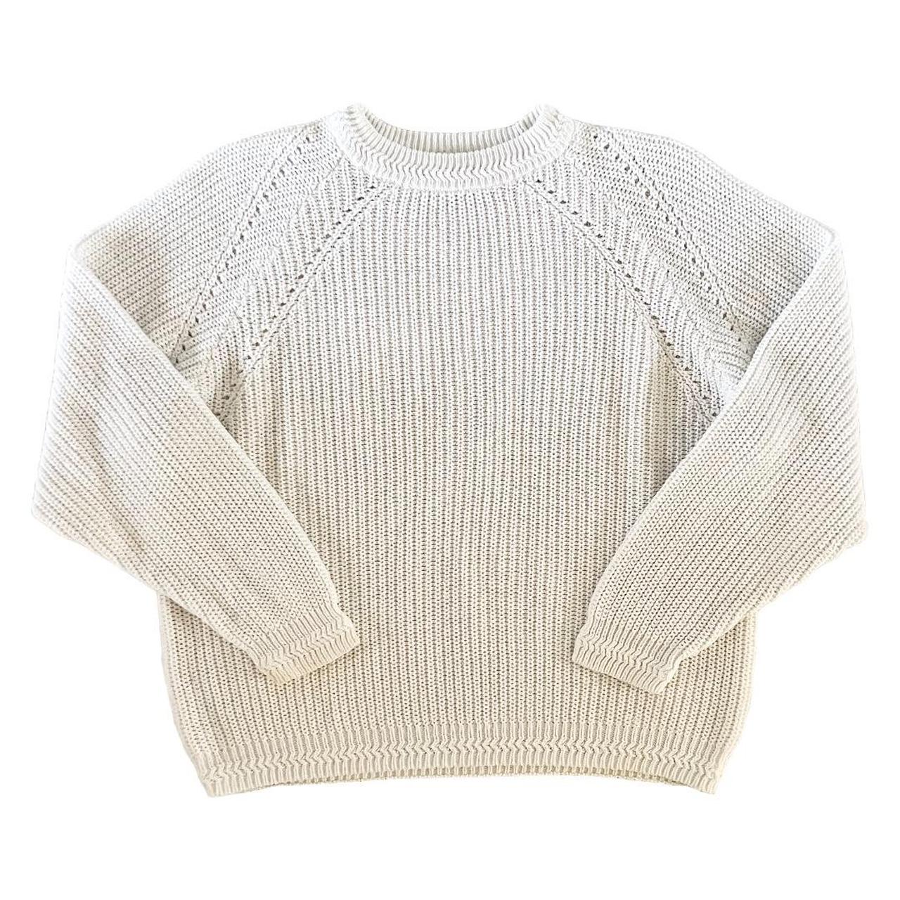 Vintage White Chunky Knit Sweater vintage 90s... - Depop