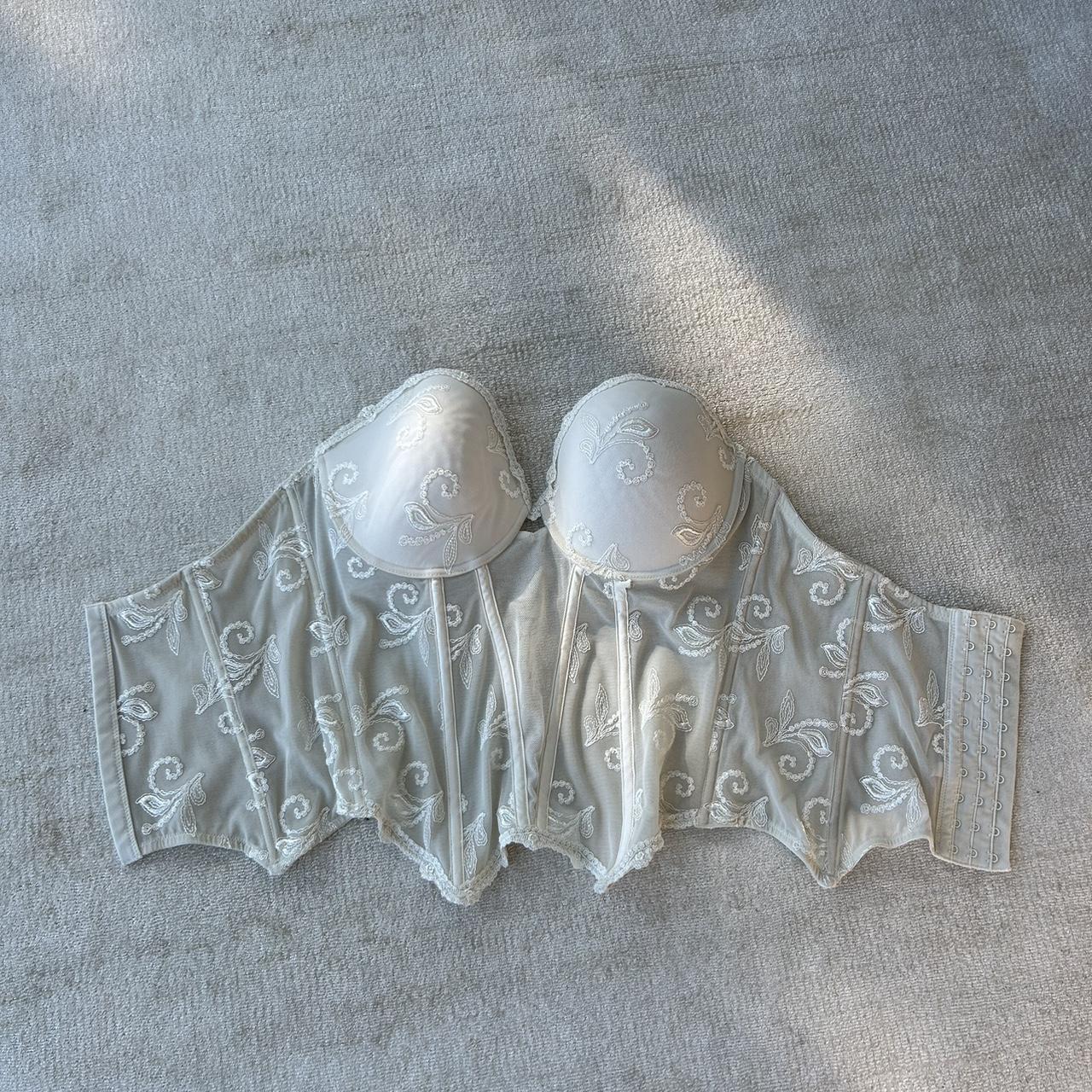 vintage cream bustier corset lace top purchased in... - Depop