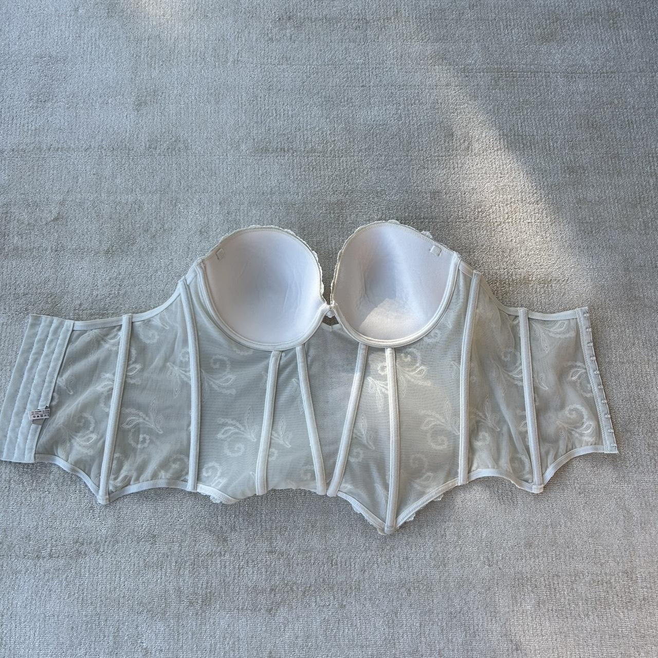 vintage cream bustier corset lace top purchased in... - Depop