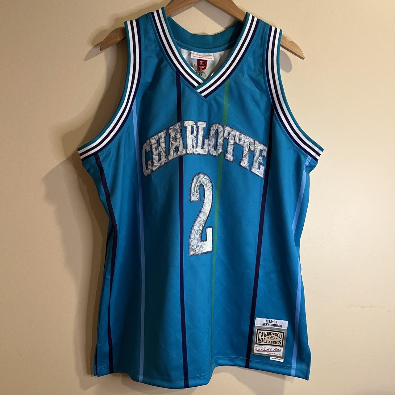 Mitchell & Ness Swingman Charlotte Hornets Larry Johnson 1992-93 Jersey Teal XL