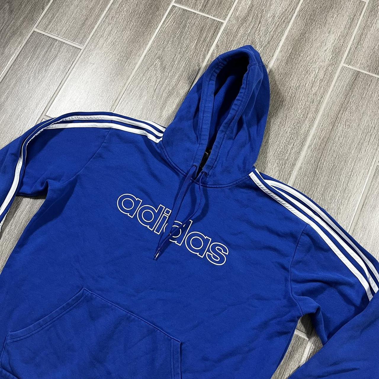 Adidas Men's Blue and White Hoodie | Depop