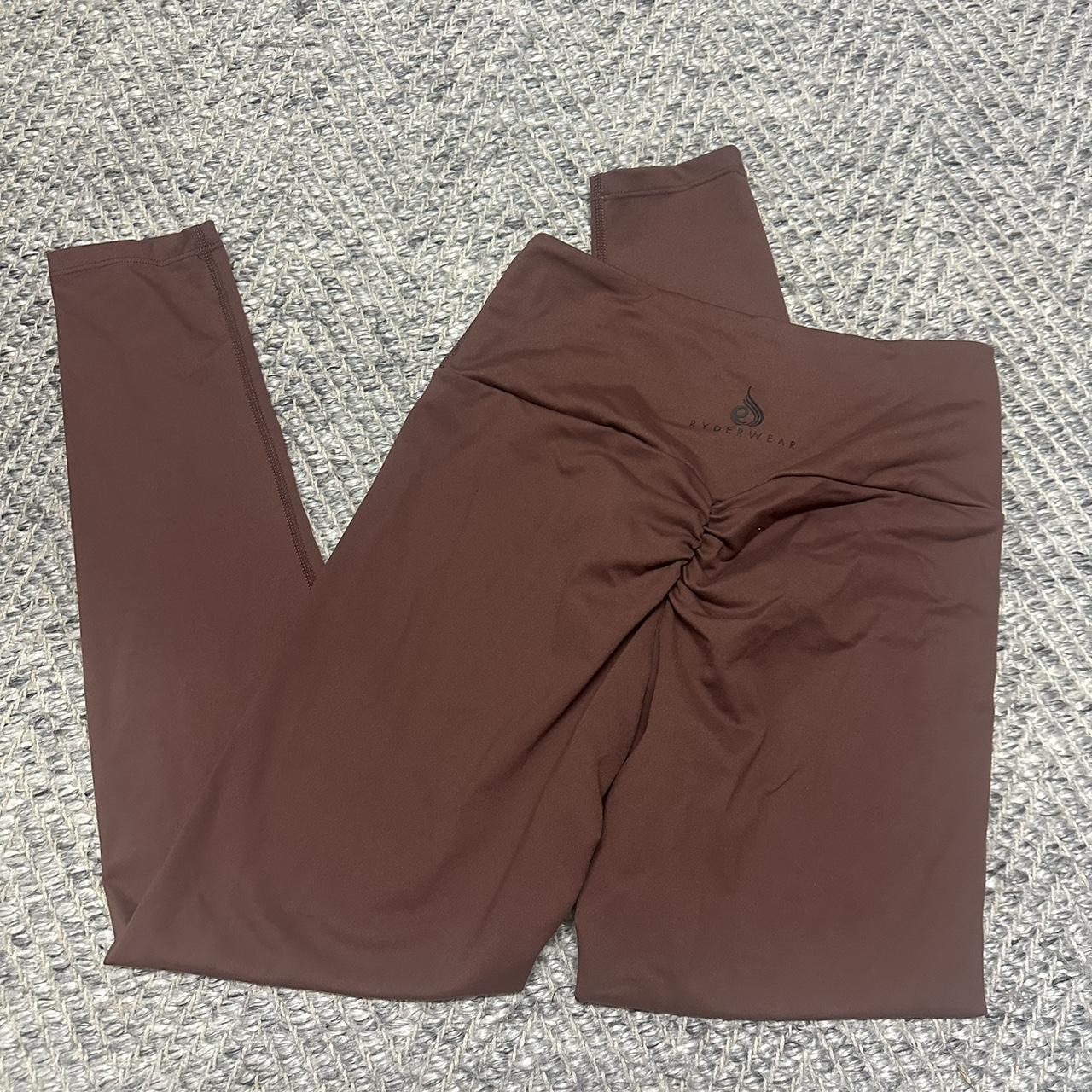 Brown scrunch bum ryderwear tights, size - Depop