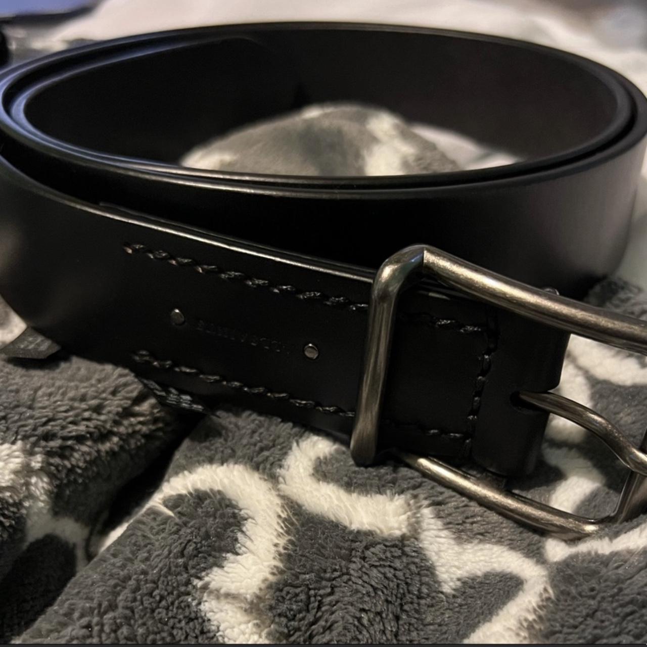 AllSaints Men's Black and Silver Belt | Depop