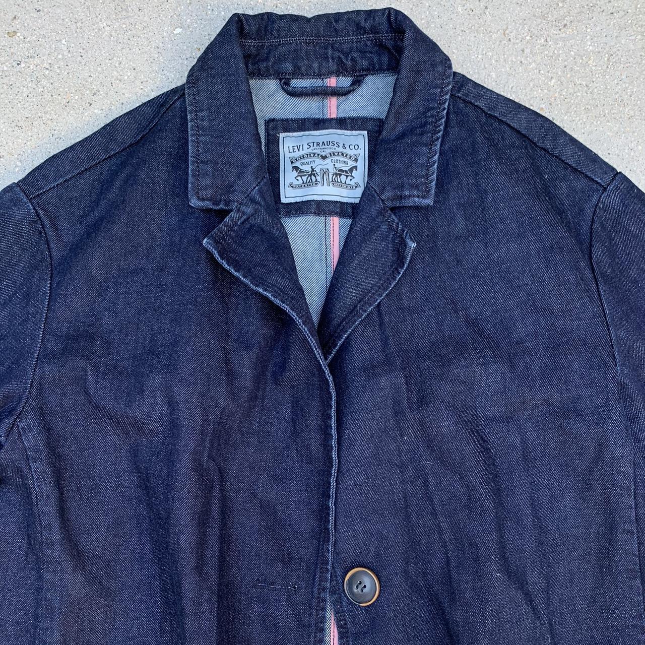 Levi’s dark denim trench coat size medium. It has... - Depop