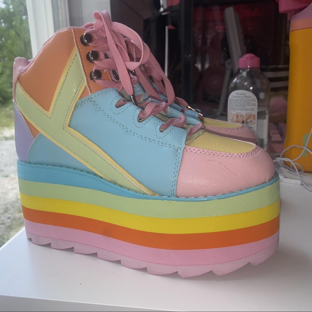 #pastel rainbow #kidcore chunky platform sneakers